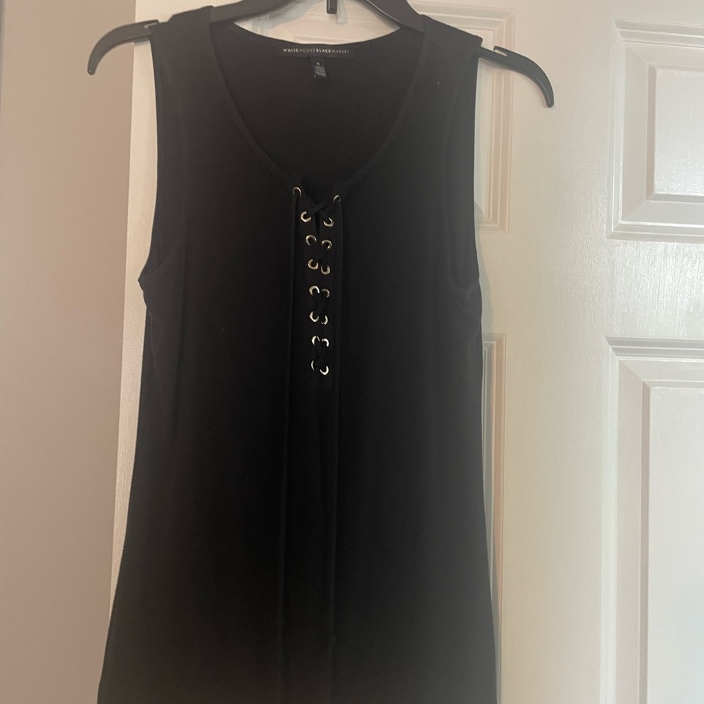 White House black market black lace up top small